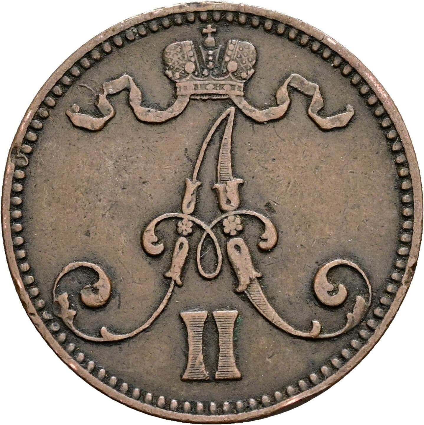 5 Penniä Alexander II. 1855-1881 1865 – Rückseite