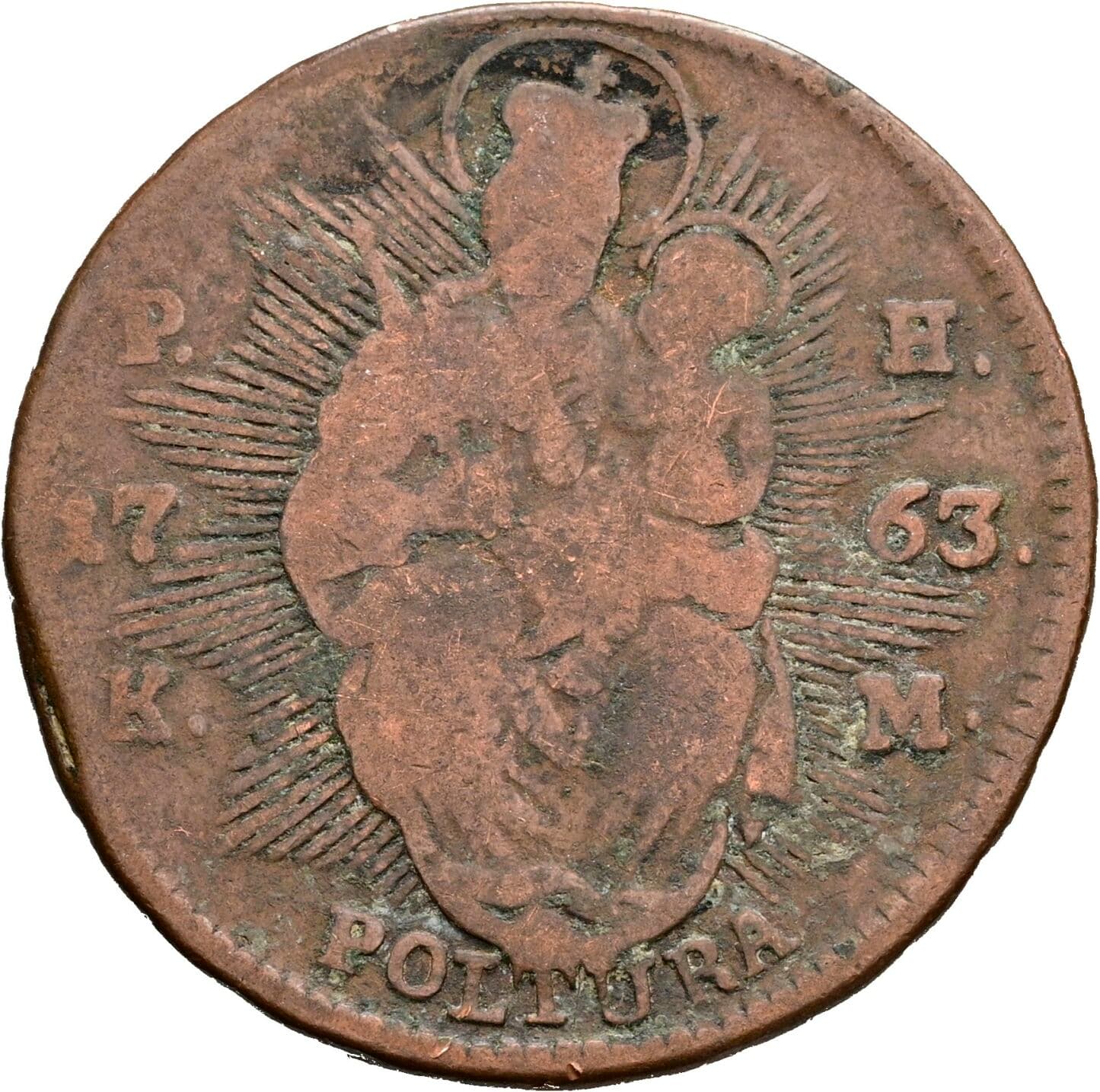 Poltura Maria Theresia 1740-1780 1763 S-KM, Schmöllnitz – Rückseite
