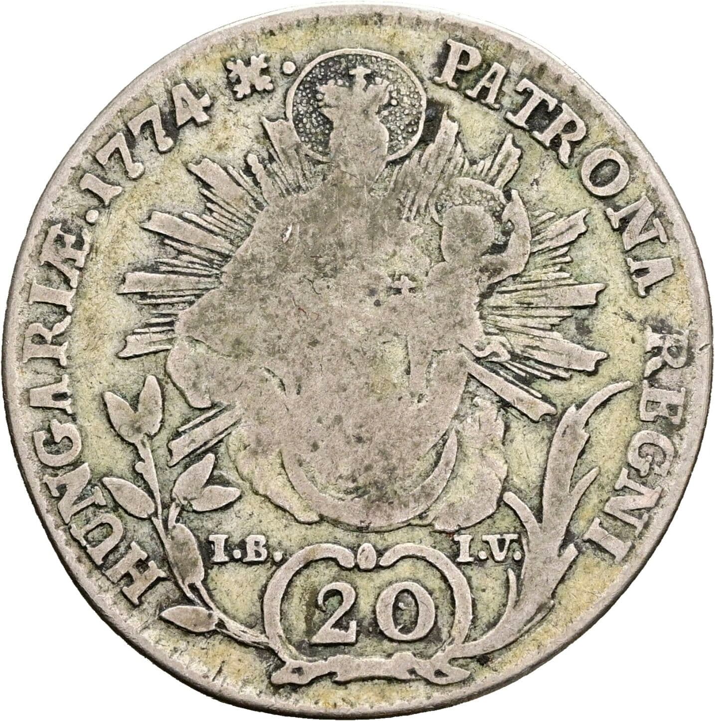 20 Kreuzer Maria Theresia 1740-1780 1774 I.B.-I.V., Nagybanya – Rückseite