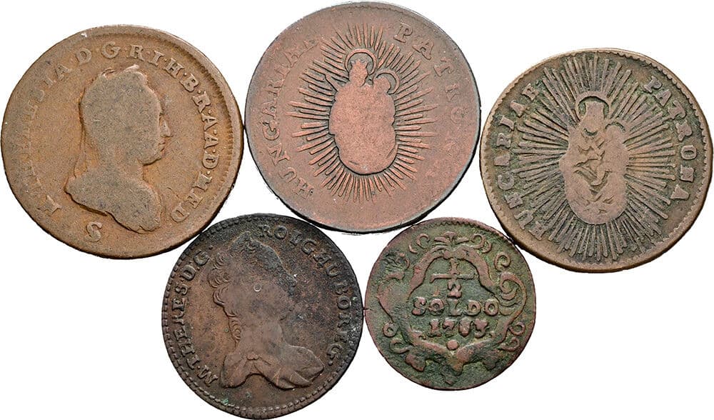 Lot 5 Stück Kupfermünzen