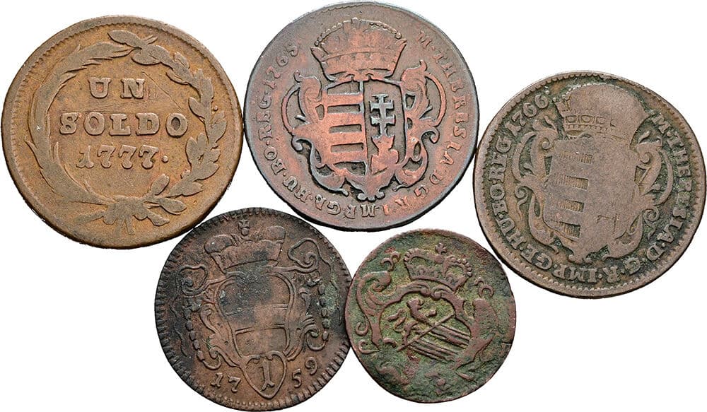 Lot 5 Stück Kupfermünzen