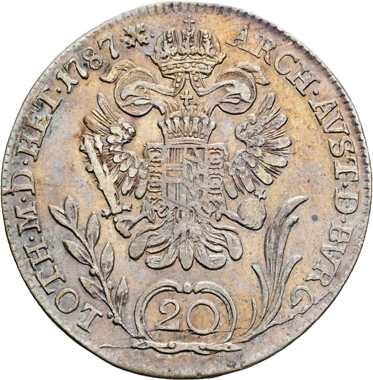 20 Kreuzer Joseph II. 1765-1790 1787 B, Kremnitz – Rückseite