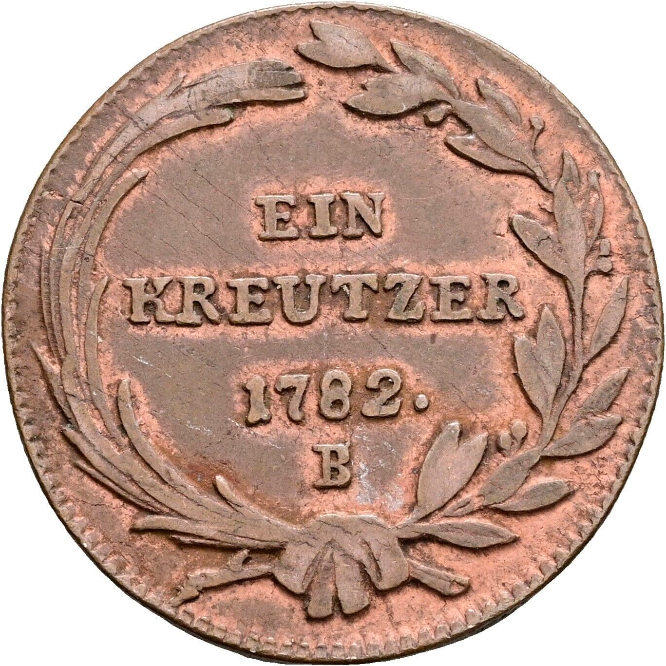 Kreuzer Joseph II. 1780-1790 1782 B, Kremnitz – Rückseite