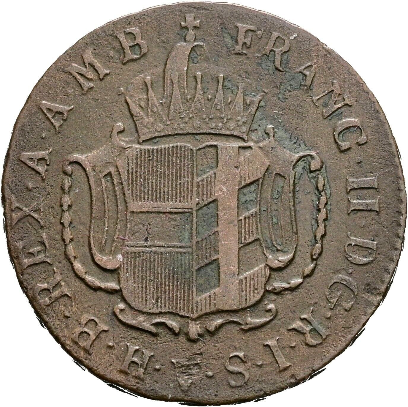 Kreuzer Franz II. (I). 1792-1835 1803 H, für Vorderösterreich – Rückseite
