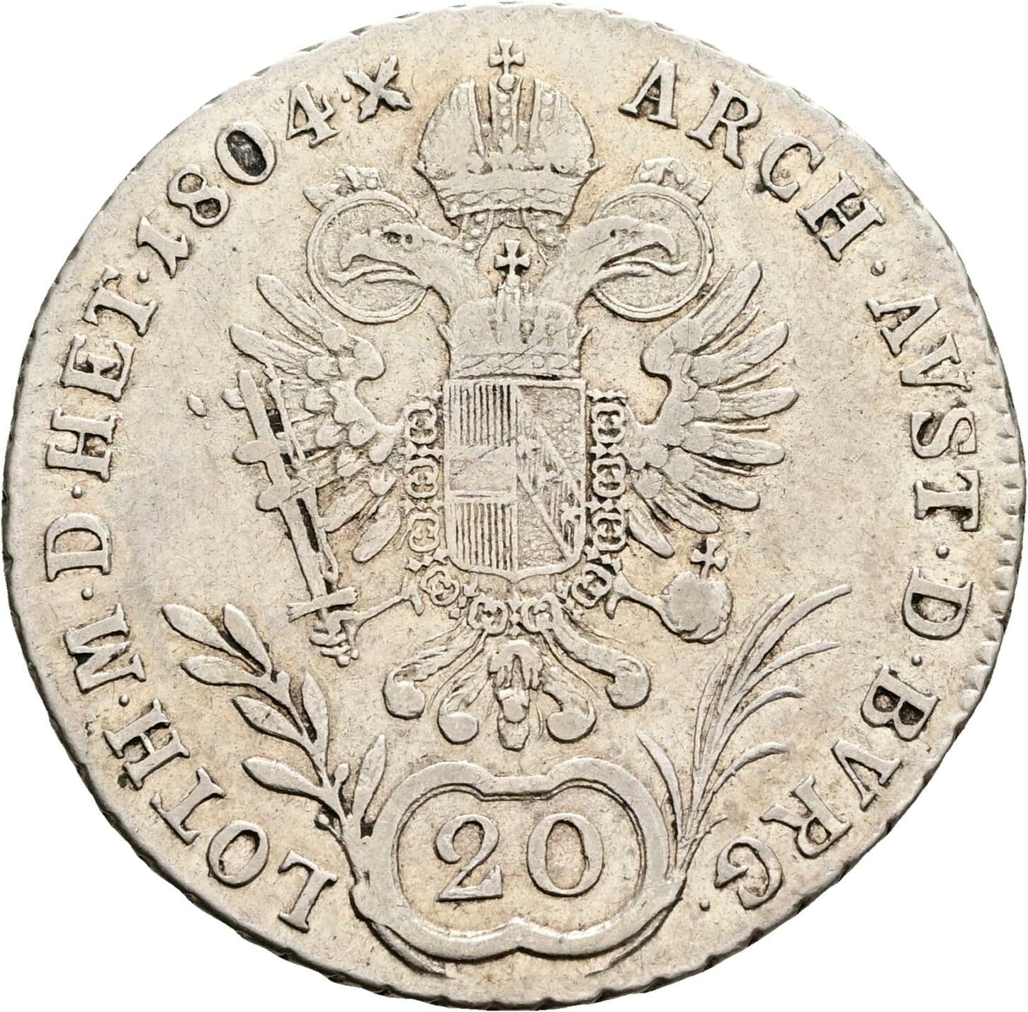 20 Kreuzer Franz II. (I). 1792-1835 1804 E, Karlsburg – Rückseite