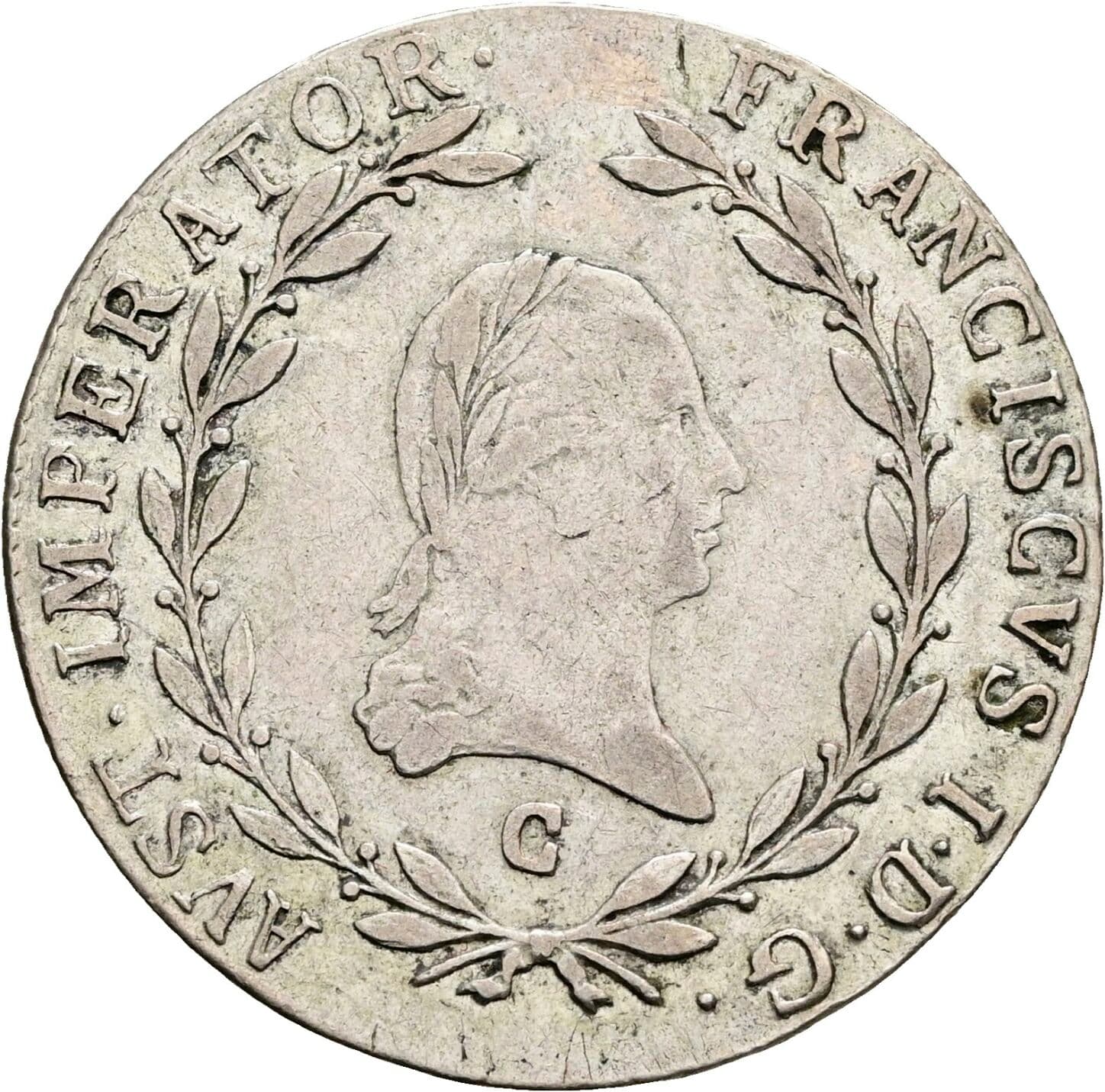 20 Kreuzer Franz II. (I). 1792-1835 1809 G, Nagybanya – Vorderseite