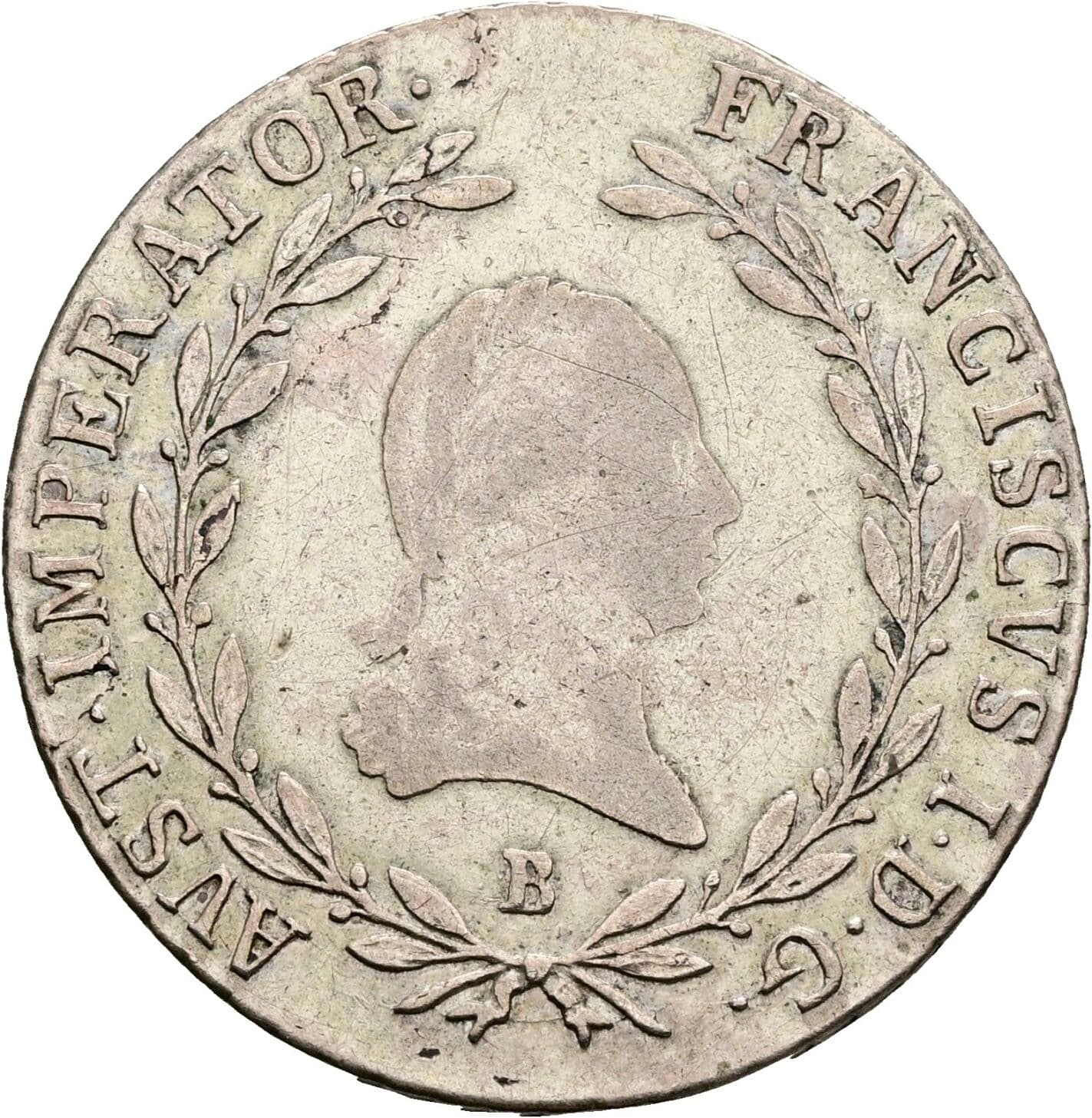 20 Kreuzer Franz II. (I). 1792-1835 1808 B, Kremnitz – Vorderseite