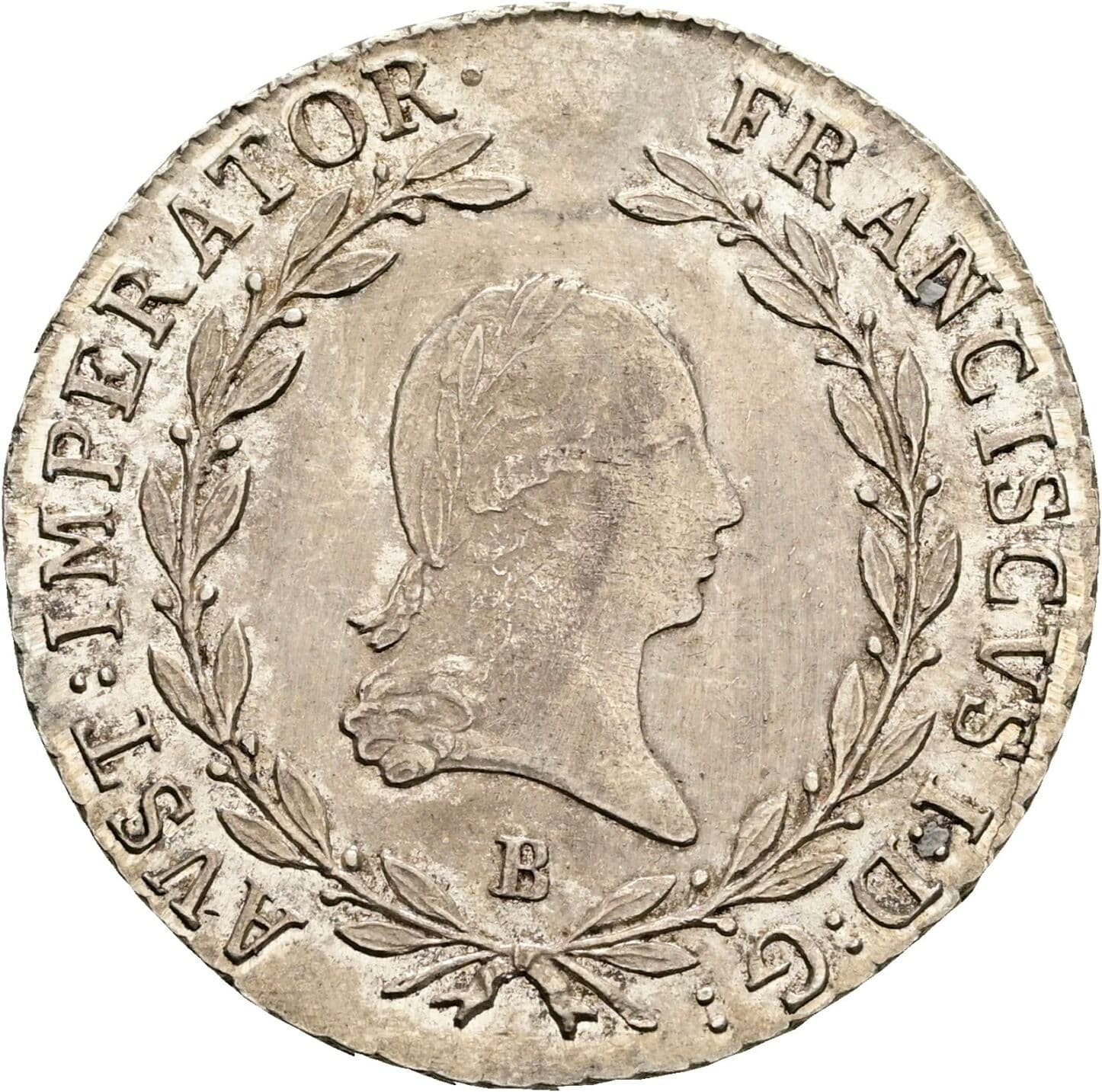 20 Kreuzer Franz II. (I). 1792-1835 1815 B, Kremnitz – Vorderseite
