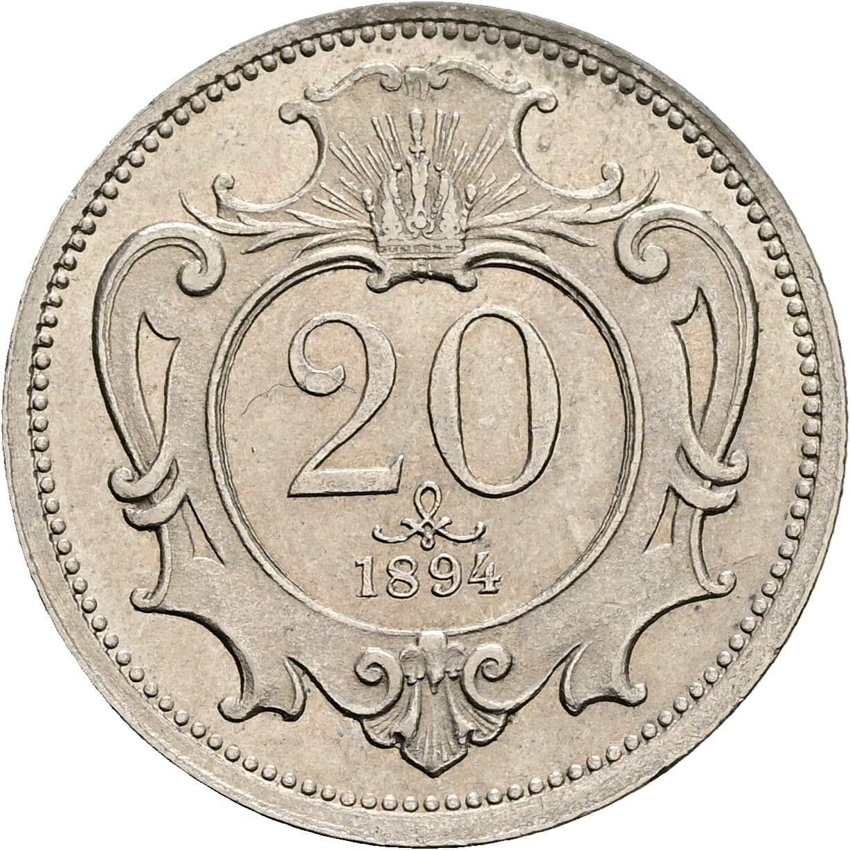 20 Heller Franz Joseph I. 1848-1916 1894 – Vorderseite