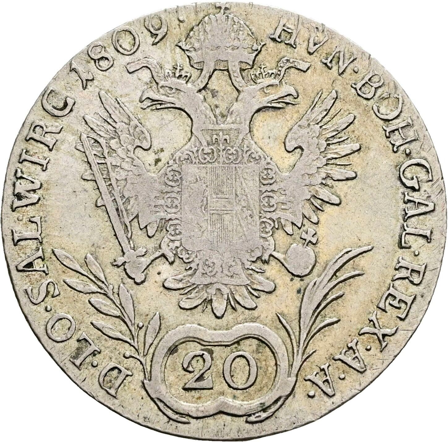 20 Kreuzer Franz II. (I). 1792-1835 1809 G, Nagybanya – Rückseite