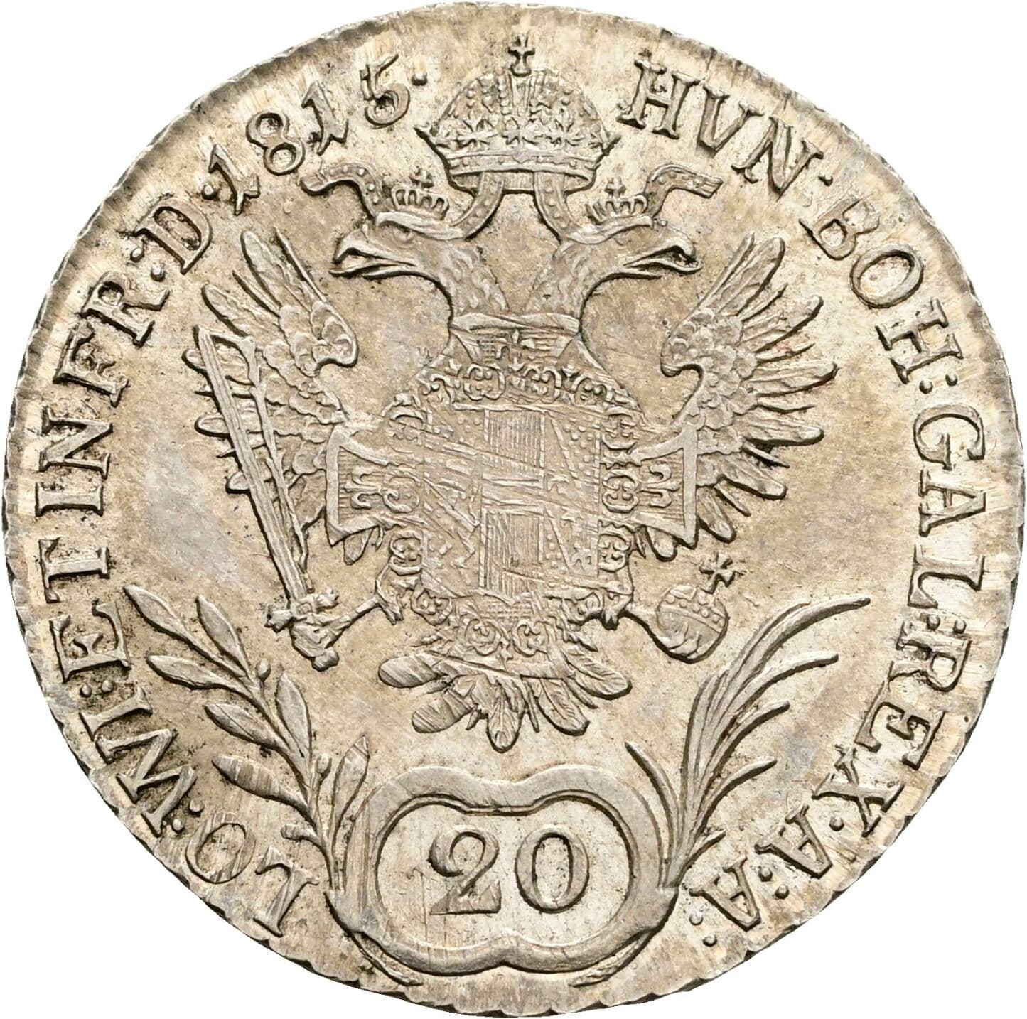 20 Kreuzer Franz II. (I). 1792-1835 1815 B, Kremnitz – Rückseite
