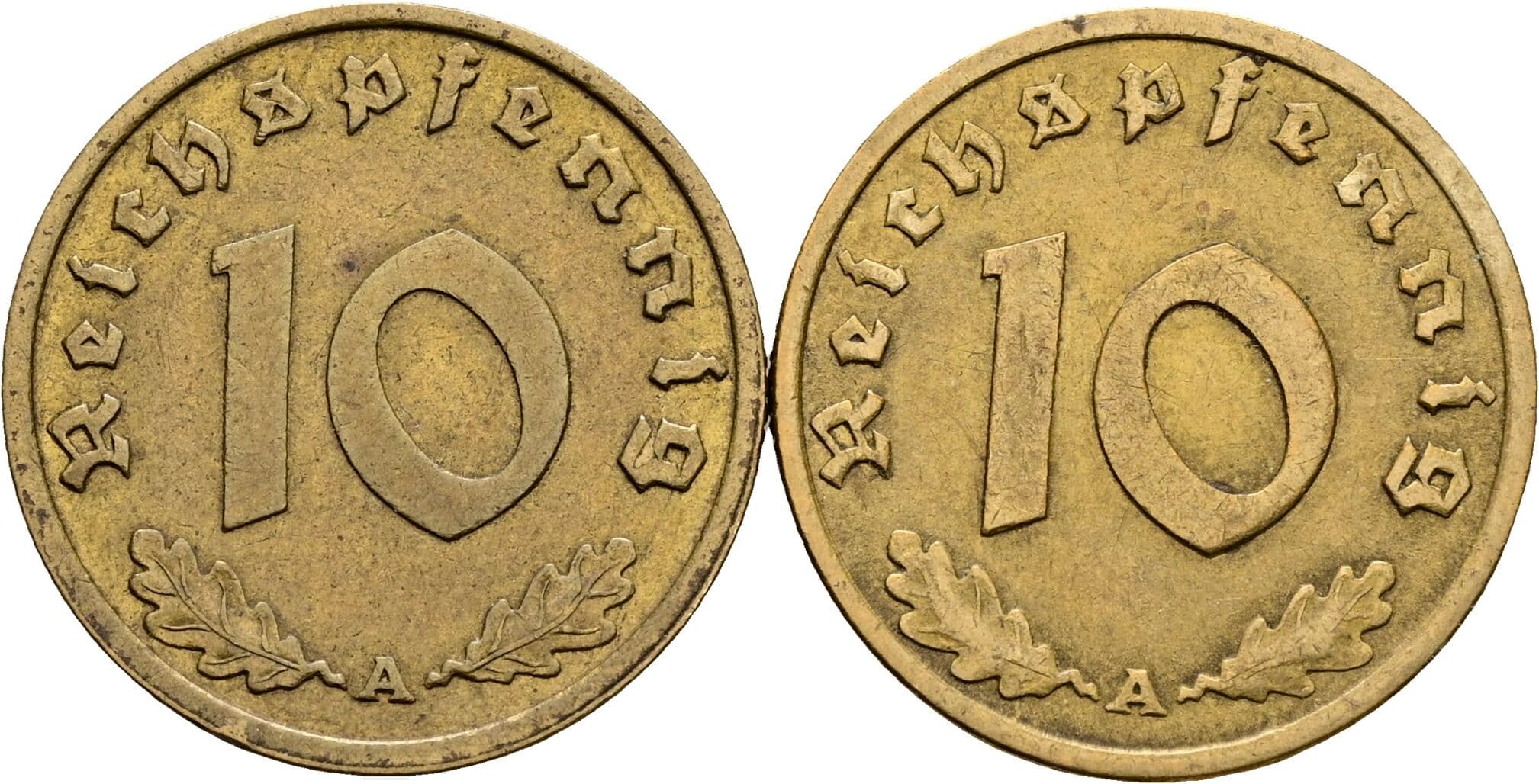 Lot 2 Stück 10 Reichspfennig