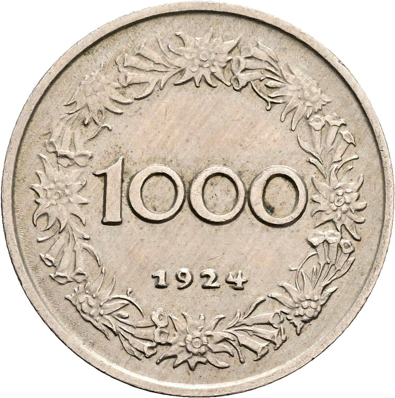 1000 Kronen 1924 – Vorderseite