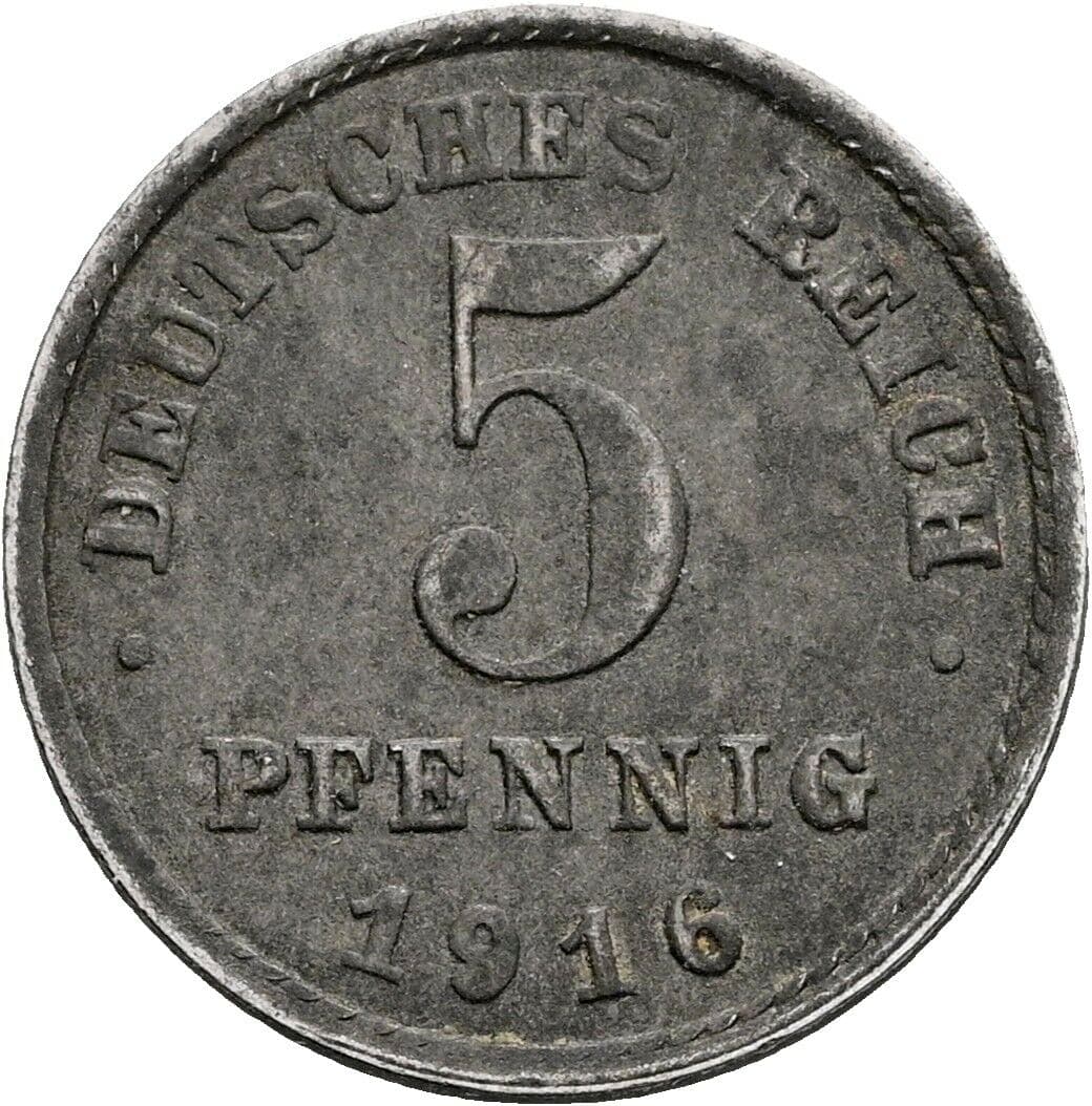 5 Pfennig 1916 J – Vorderseite