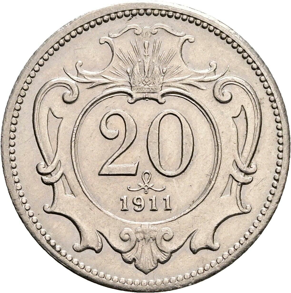 20 Heller Franz Joseph I. 1848-1916 1911 – Vorderseite