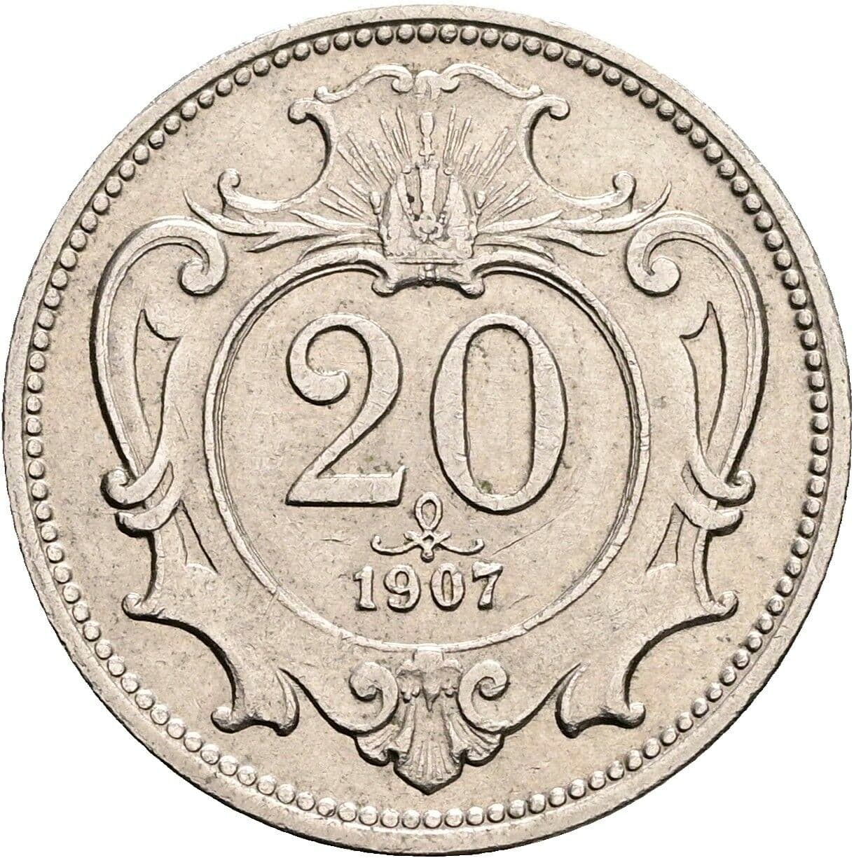 20 Heller Franz Joseph I. 1848-1916 1907 – Vorderseite