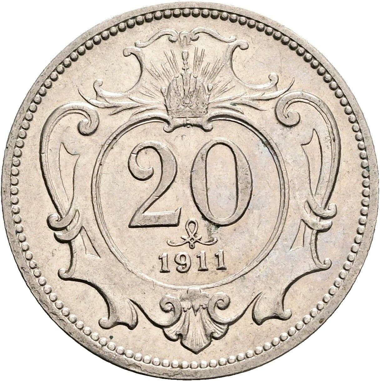 20 Heller Franz Joseph I. 1848-1916 1911 – Vorderseite