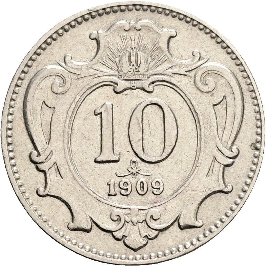 10 Heller Franz Joseph I. 1848-1916 1909 – Vorderseite