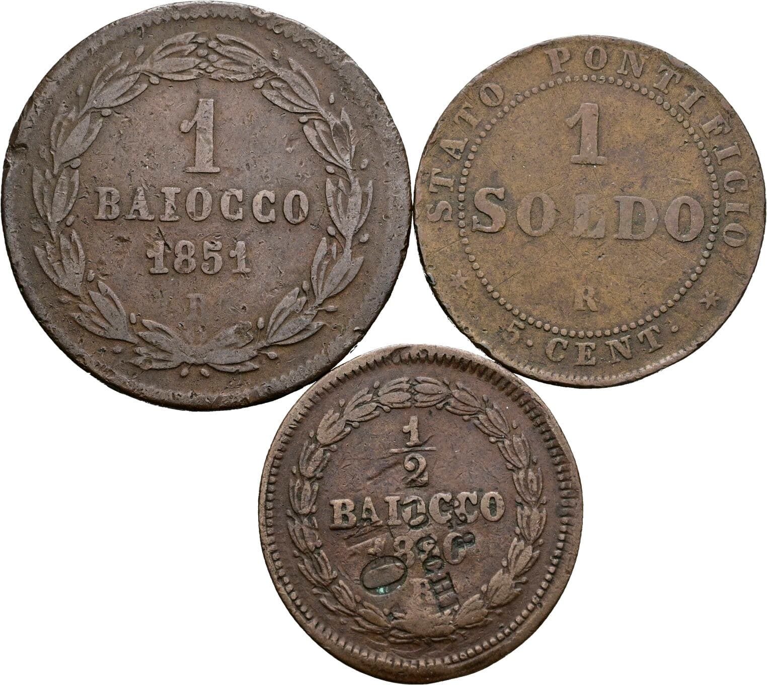 Lot 3 Stück Kupfermünzen