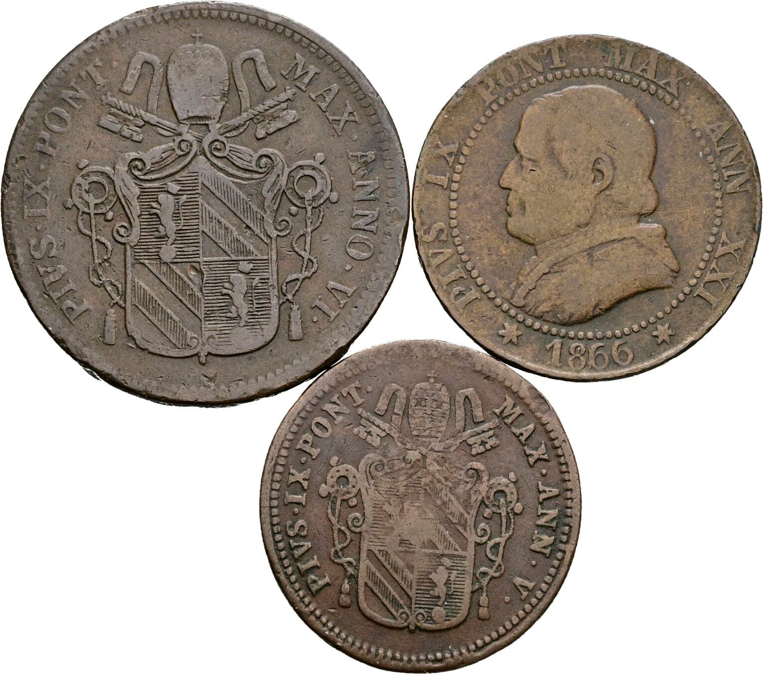 Lot 3 Stück Kupfermünzen