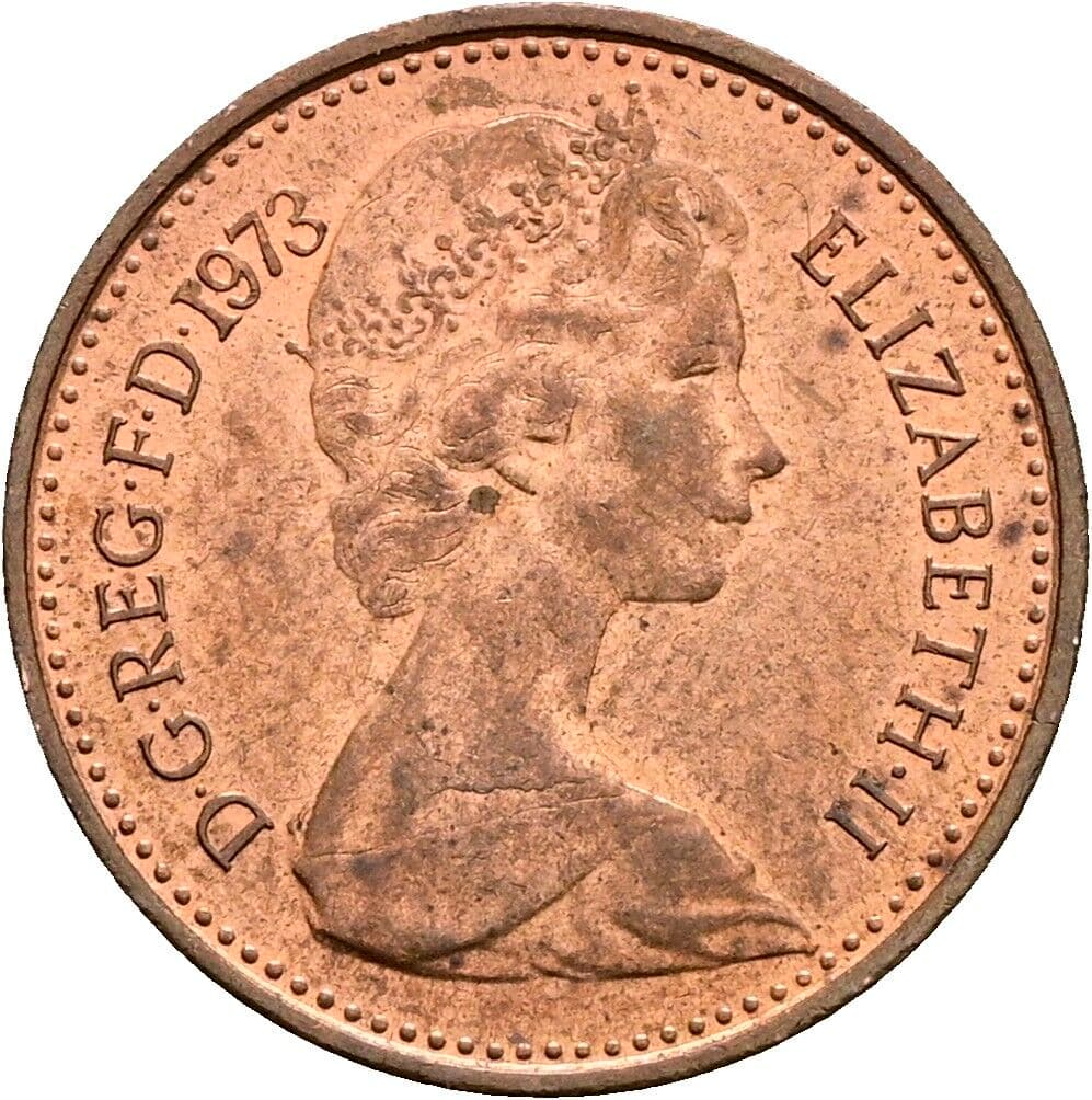 1/2 New Penny Elisabeth II. 1952-2022 1973 – Vorderseite