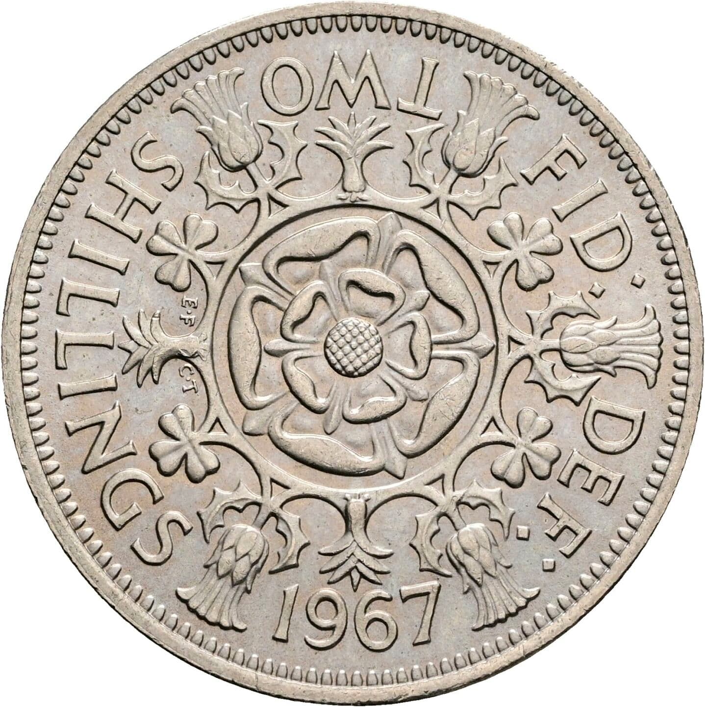 2 Shillings Elisabeth II. 1952-2022 1967 – Rückseite