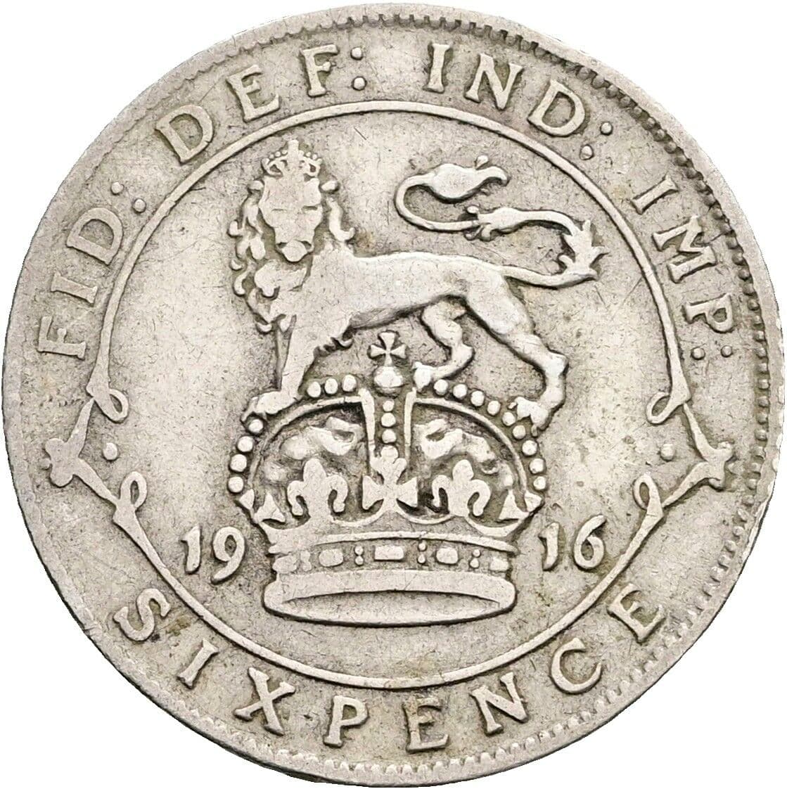 6 Pence George V. (1910-1936) 1916 – Rückseite