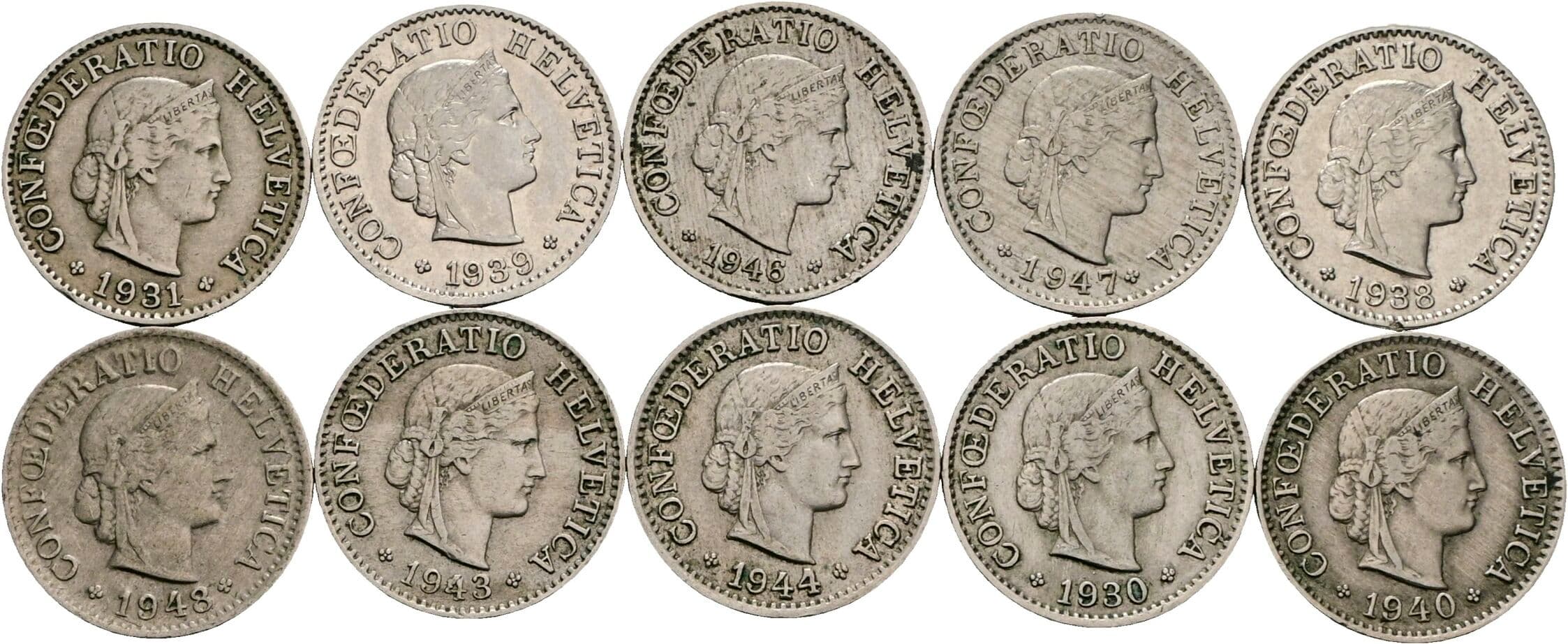 Lot 10 Stück 5 Rappen