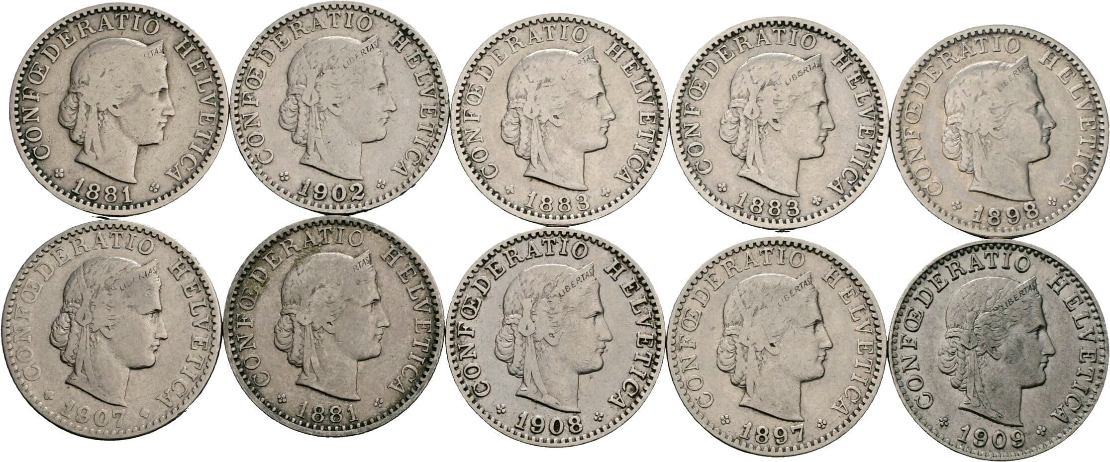 Lot 10 Stück 20 Rappen