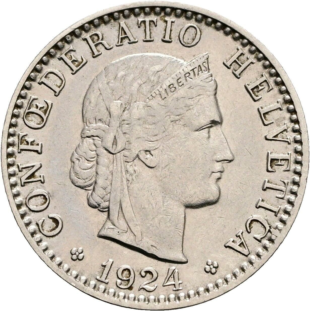 20 Rappen 1924 – Vorderseite