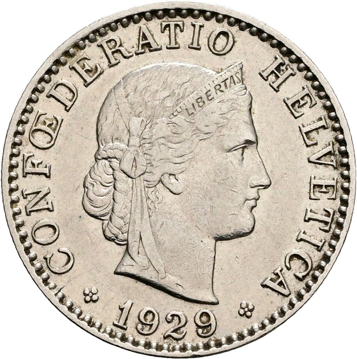 20 Rappen 1929 – Vorderseite