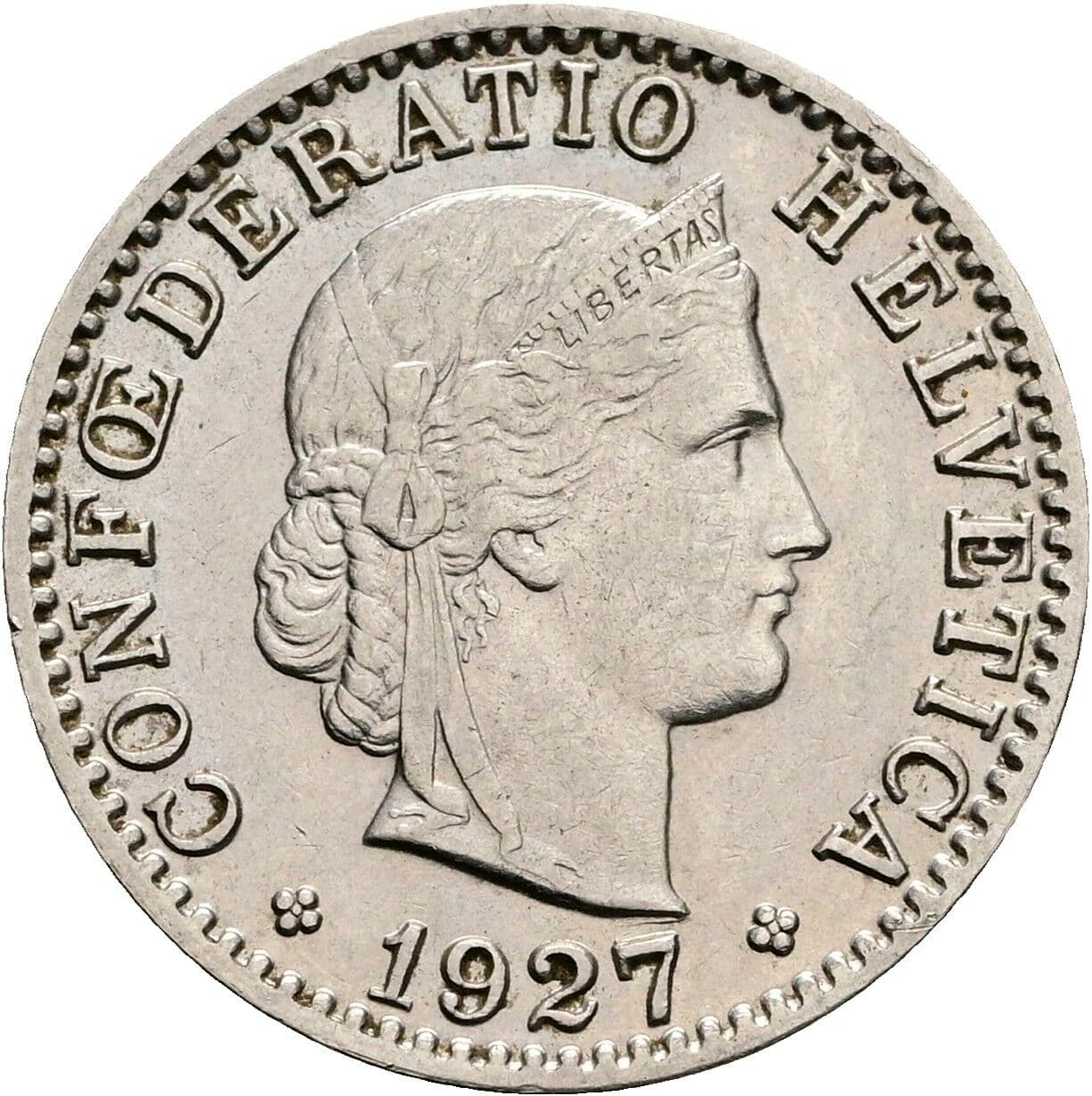 20 Rappen 1927 – Vorderseite