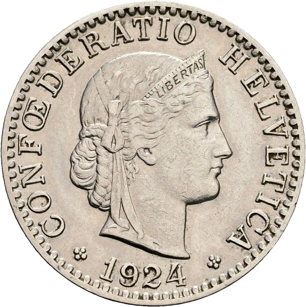 20 Rappen 1924 – Vorderseite