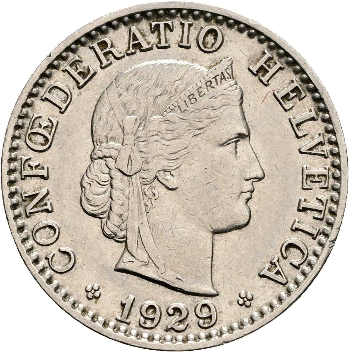 20 Rappen 1929 – Vorderseite