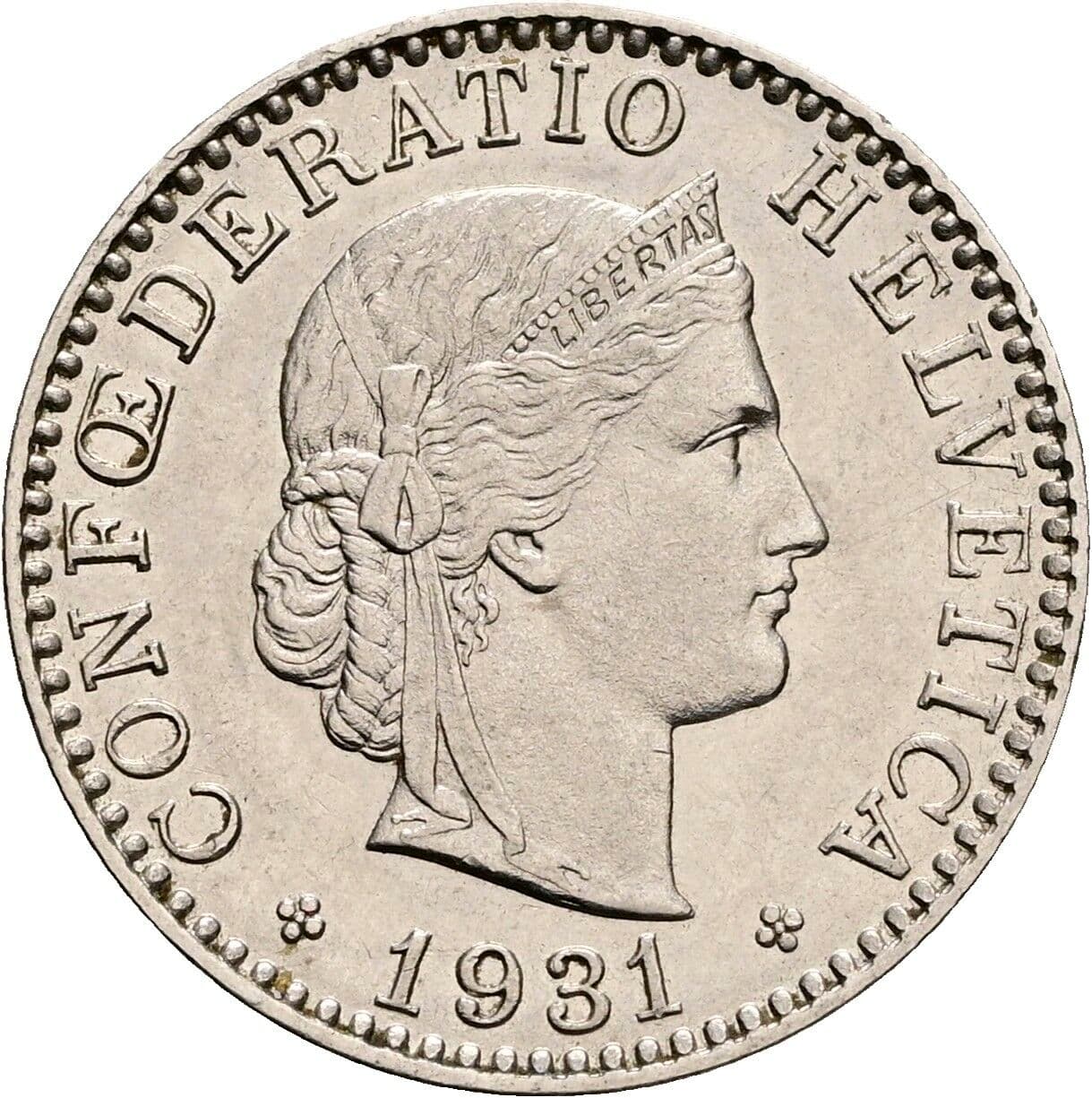 20 Rappen 1931 – Vorderseite