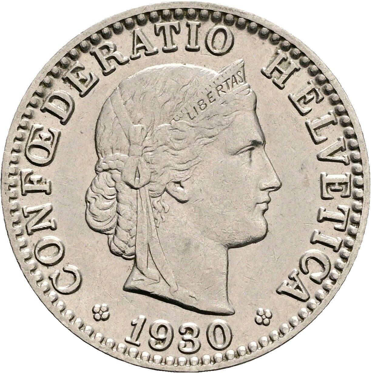 20 Rappen 1930 – Vorderseite