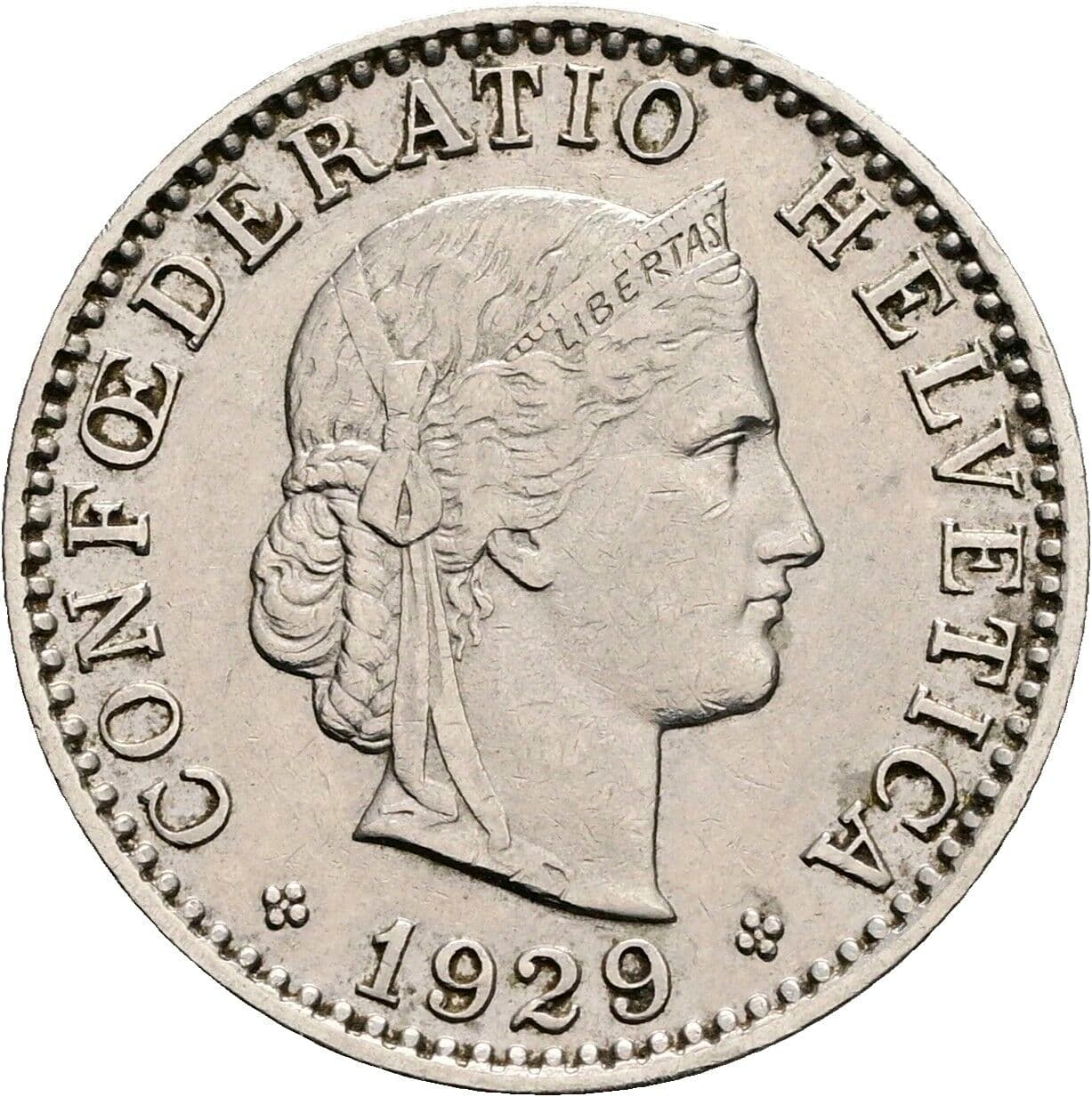 20 Rappen 1929 – Vorderseite