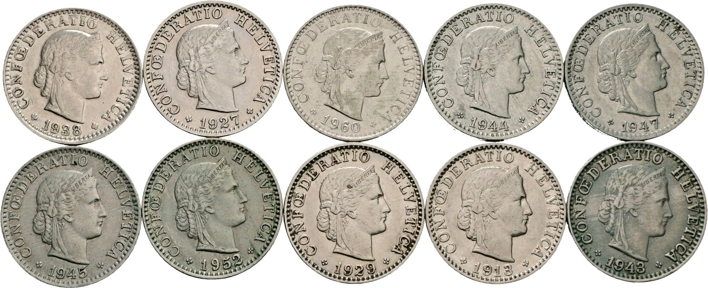 Lot 10 Stück 20 Rappen