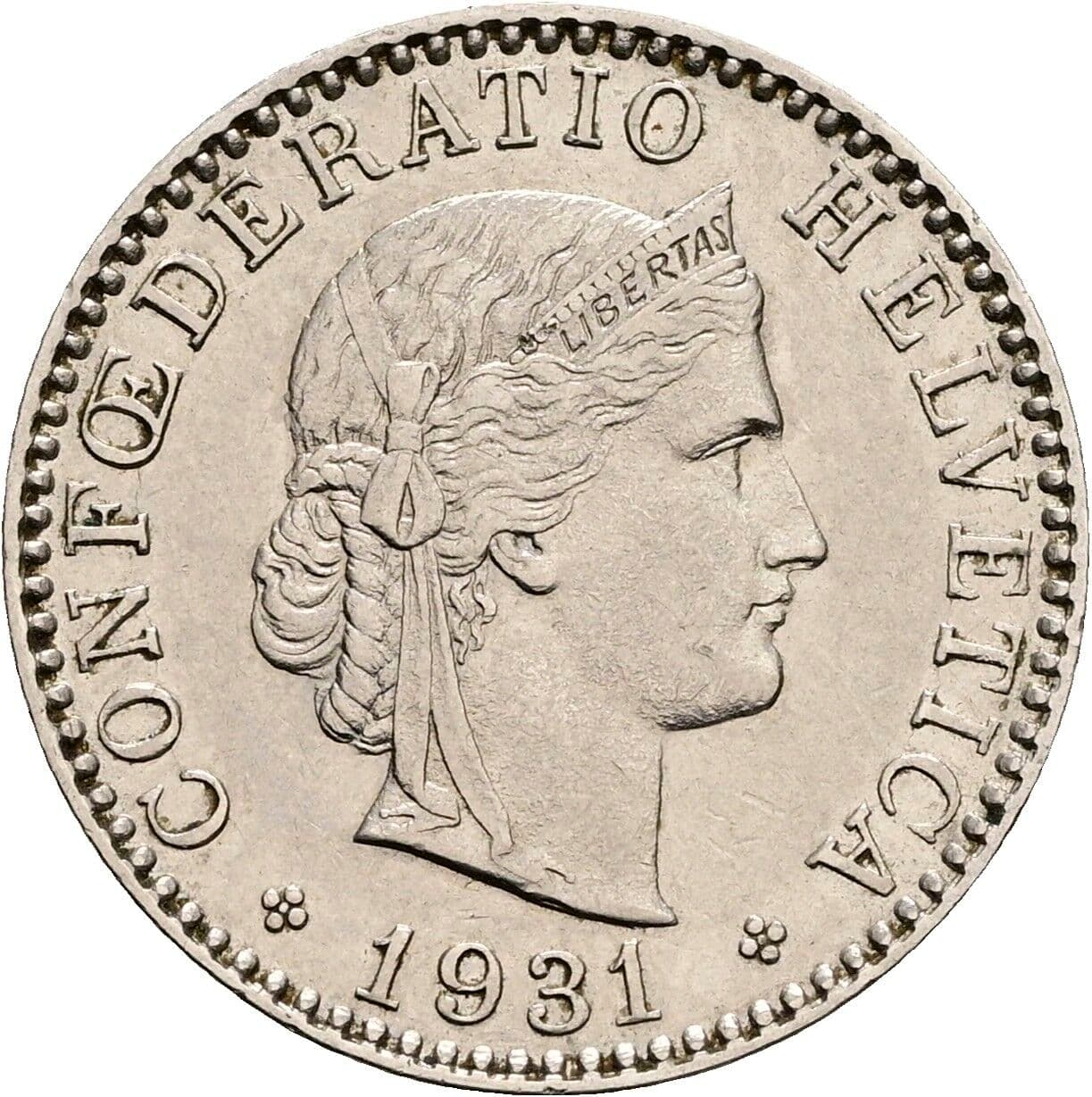 20 Rappen 1931 – Vorderseite