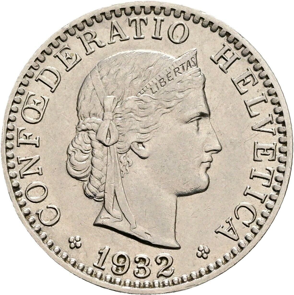 20 Rappen 1932 – Vorderseite