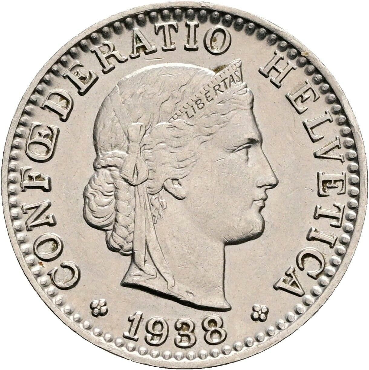 20 Rappen 1938 – Vorderseite
