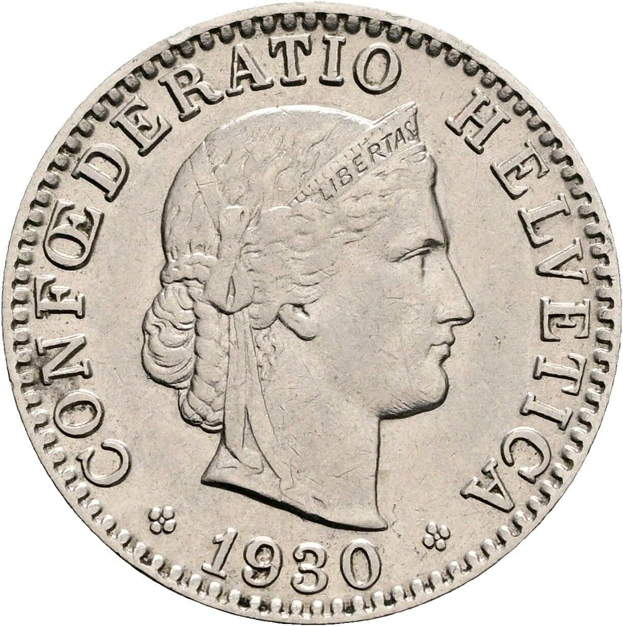 20 Rappen 1930 – Vorderseite