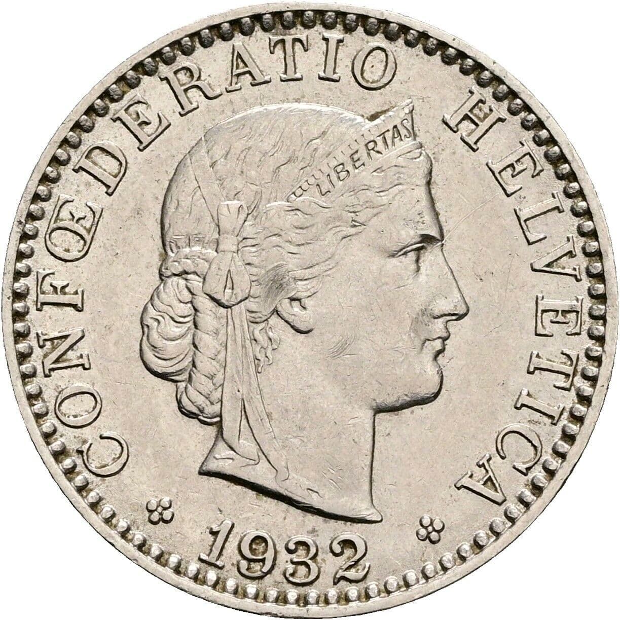 20 Rappen 1932 – Vorderseite