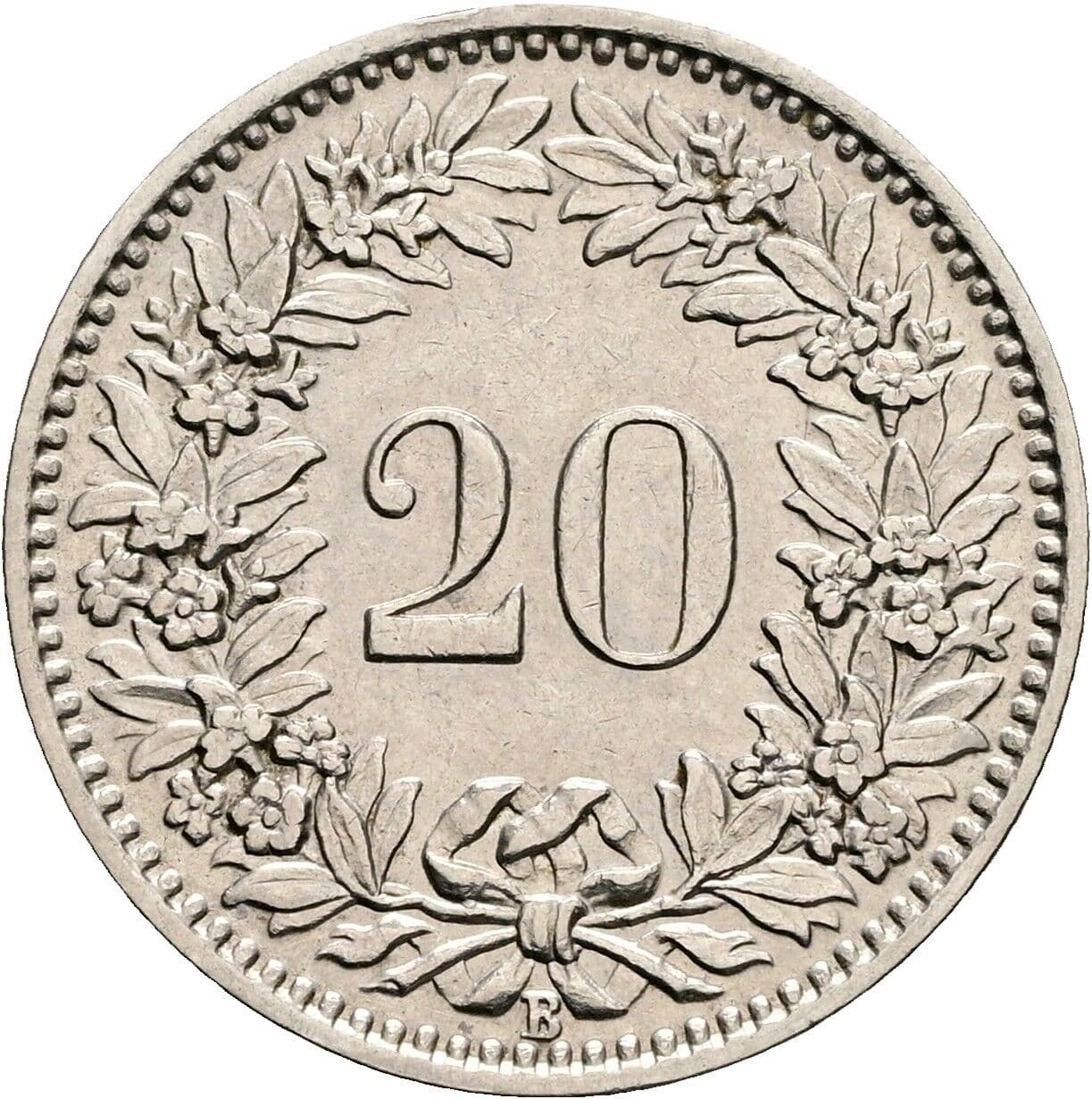 20 Rappen 1927 – Rückseite