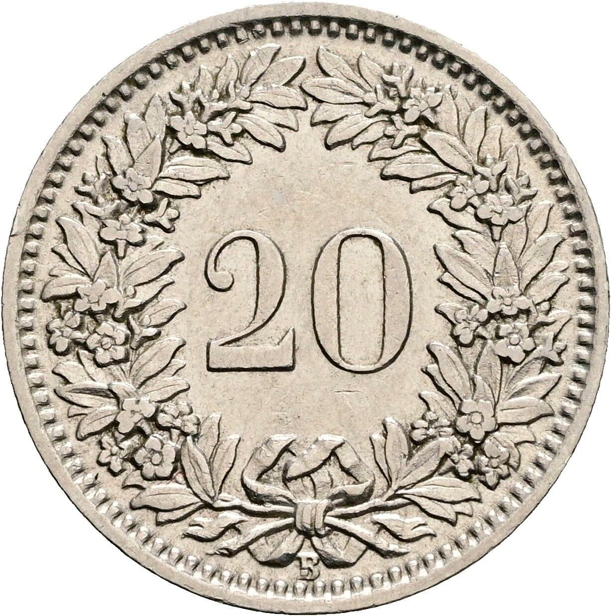 20 Rappen 1929 – Rückseite