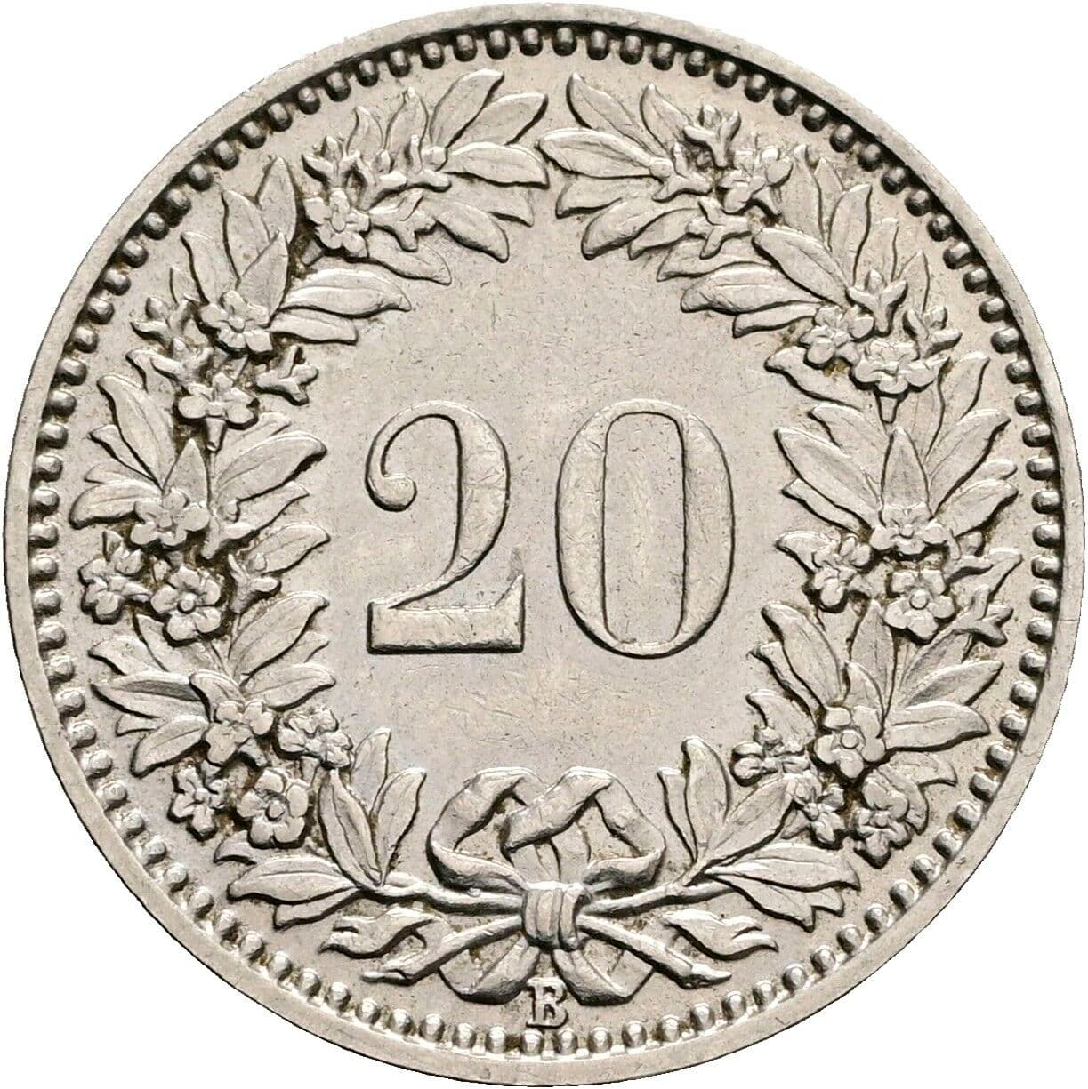 20 Rappen 1927 – Rückseite
