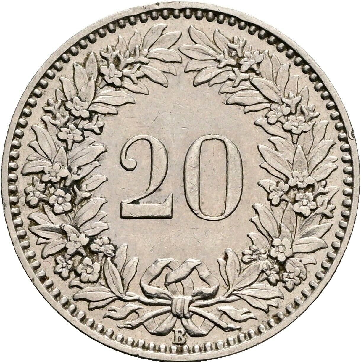 20 Rappen 1930 – Rückseite