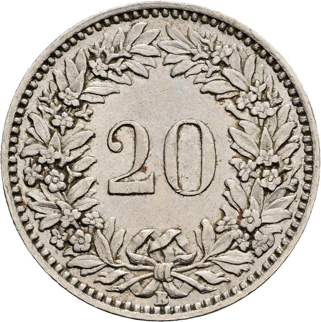 20 Rappen 1927 – Rückseite