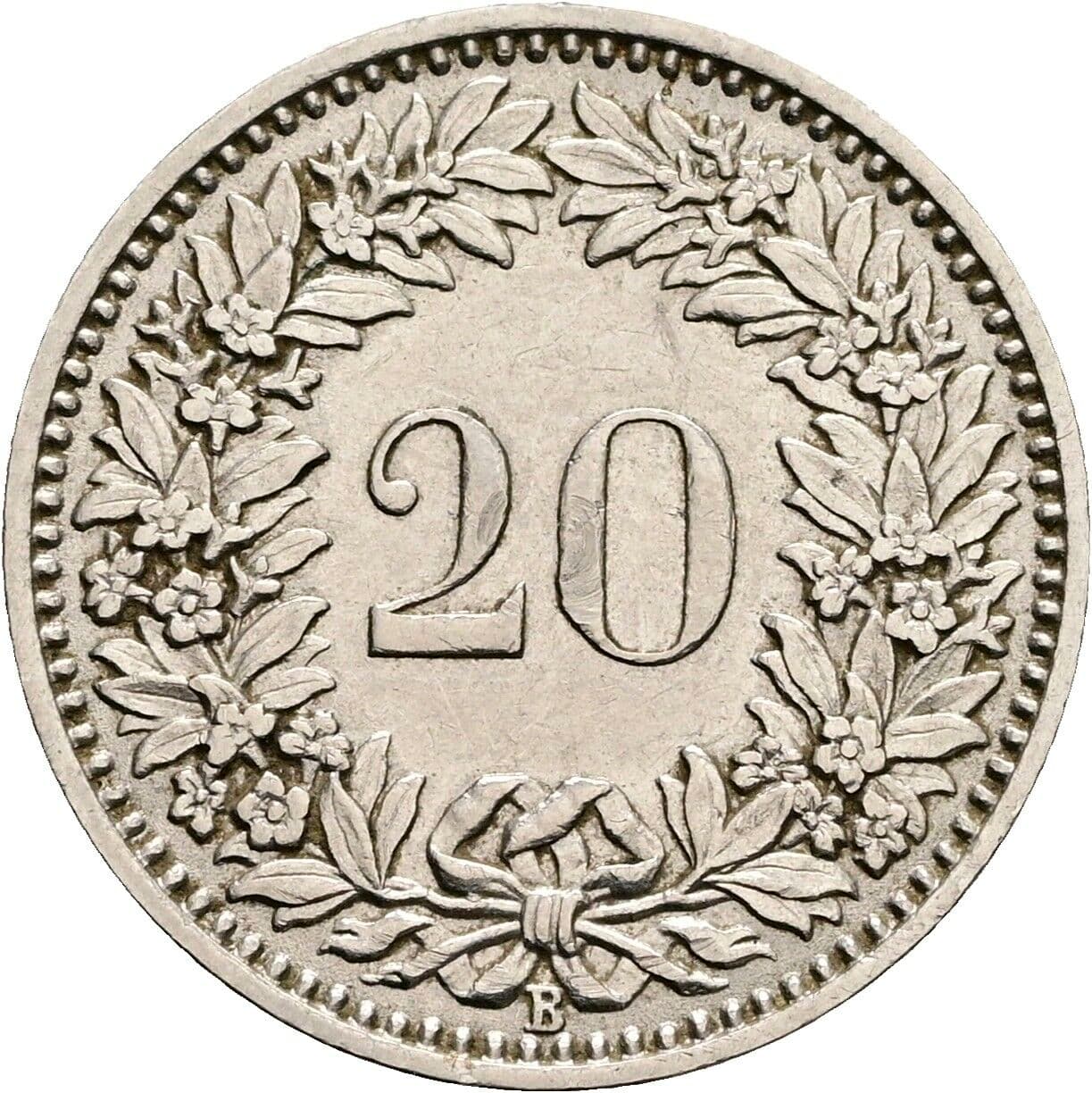 20 Rappen 1932 – Rückseite