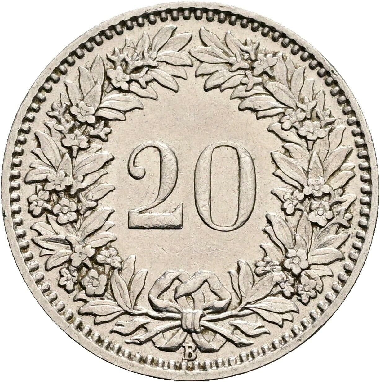 20 Rappen 1929 – Rückseite